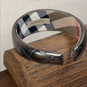 BURBERRY BRONZE GENUINE LEATHER QUILTED HEADBAND